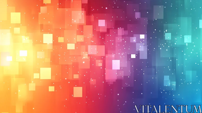 Colorful gradient squares background with glowing light.