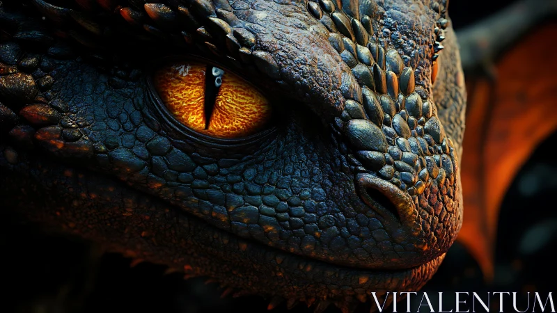 Dragon’s molten gaze dominates a dark, cinematic close‑up
