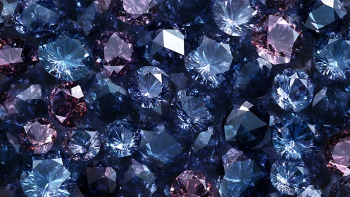 3D crystalline gemstone array with faceted light dispersion.