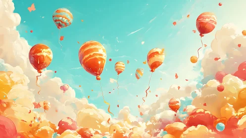 Candy-cloud balloons drift lazily through a sherbet sky