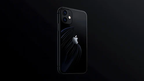 iPhone 11 in black with dual camera setup rear perspective.