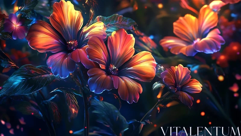 Luminous Flowers Glowing in Neon Magic.