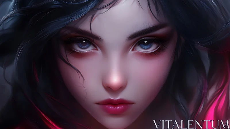 Hyper-detailed digital portrait with soft-focus depth and neon edges