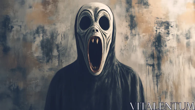 Monochrome hooded specter with elongated screaming skull mask