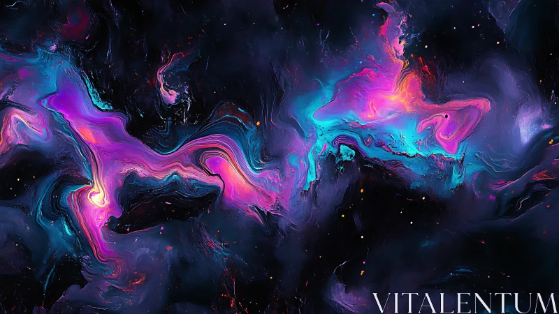 Nebular chromatic flow across deep indigo cosmic void.