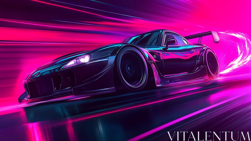 Neon night racer slices through a synthwave lightning tunnel