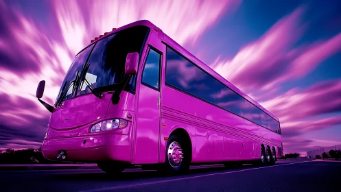 Chromatic long-exposure study of magenta intercity coach vehicle.