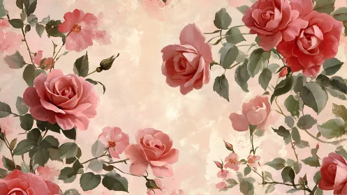 Romantic Rose Garden with Soft Luminous Background