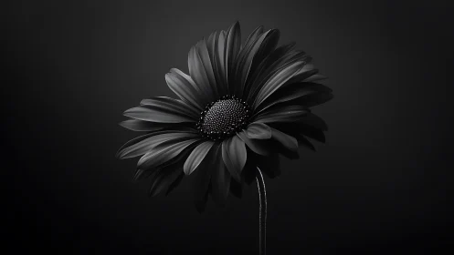 Monochrome Daisy Flower Against Dark Background