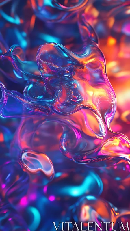 Liquid glass shapes in vivid neon blue, pink and orange.