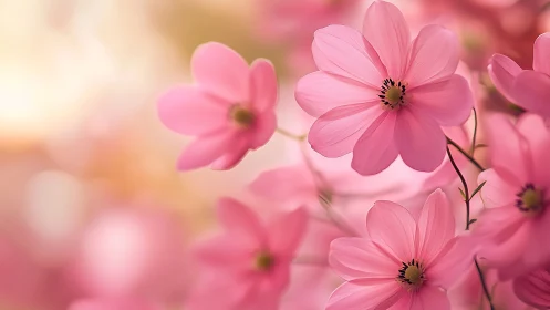 Cosmos Whispers in Pink: Nature's Delicate Bloom Show.
