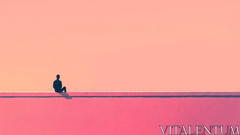 Quiet rooftop daydreams in a soft pink evening sky.