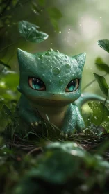 Gentle forest creature with jewel-bright eyes at rest.