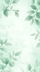 Vertical digital illustration shows soft green leafy branches