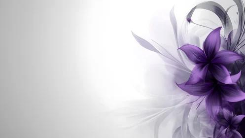 Abstract Purple Flowers Drift Through Ethereal Space.