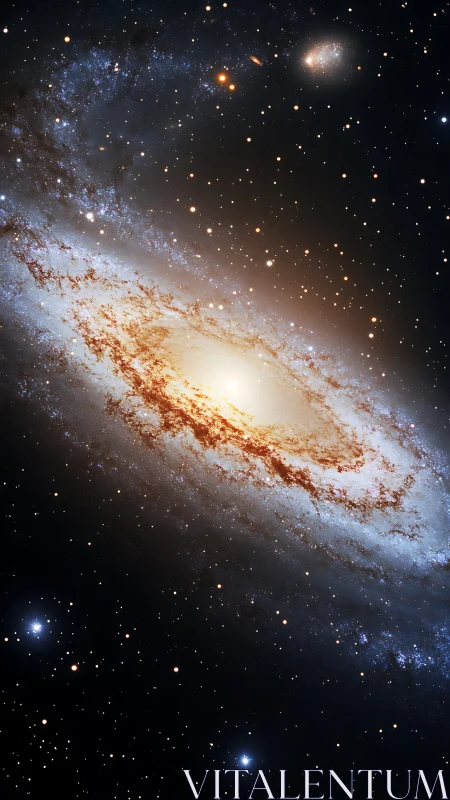 Spiral galaxy whirlpool ignites a golden cosmic lantern.