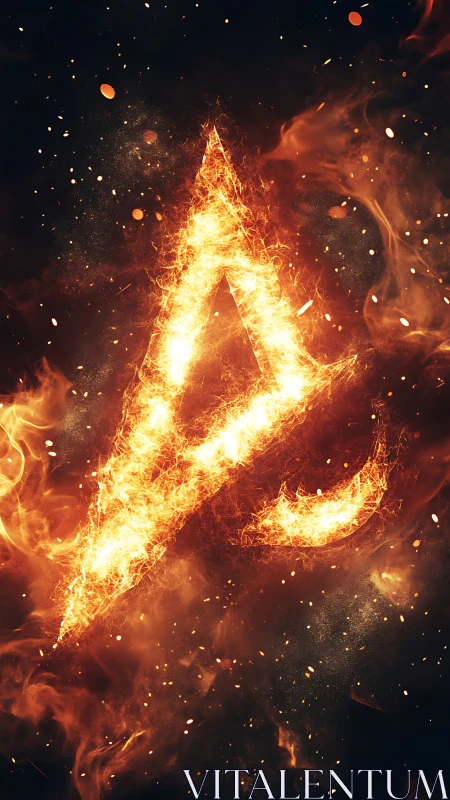 Lightning bolt rendered in blazing fire and sparks