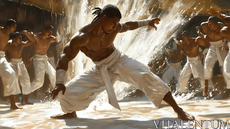 Dynamic capoeira formation captures kinetic splash-lit movement