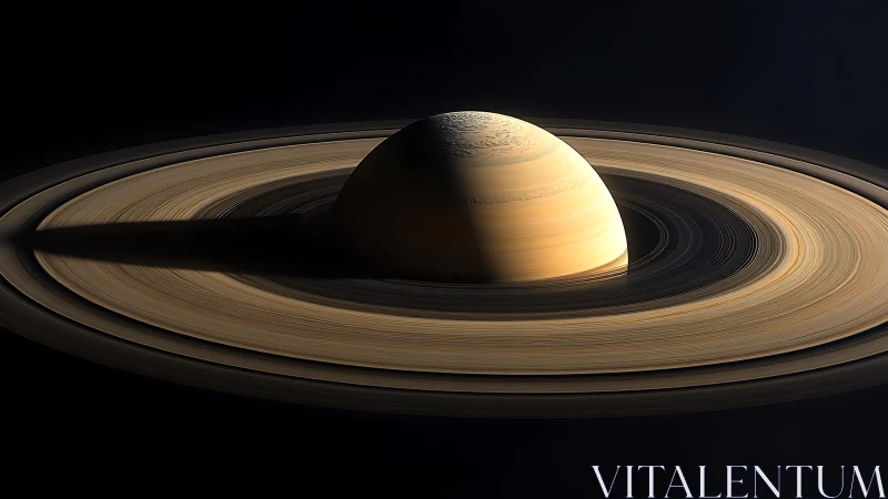 Saturnian ring system under grazing illumination, high contrast.