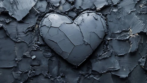 Cracked Heart Form: Textured Surface Sculptural Study.