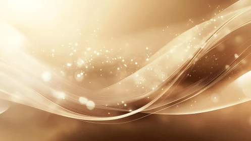 Elegant Abstract Gold Wave Background with Sparkling Light Effects.