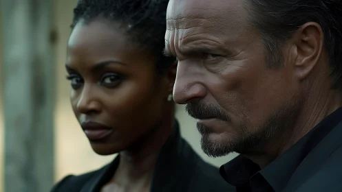 Two adults in close profile view with neutral background.