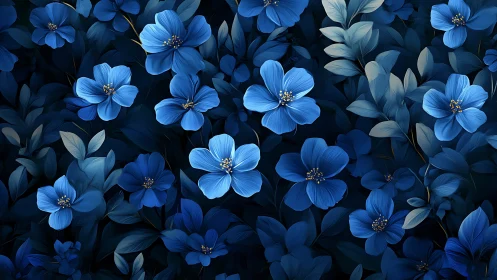 Computational Blue Floral Field: Dense Algorithmic Flower Rendering with Volumetric Depth Compositio