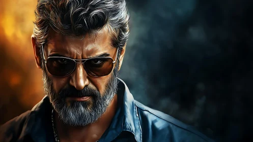 Storm-eyed silver fox in simmering cinematic close-up.