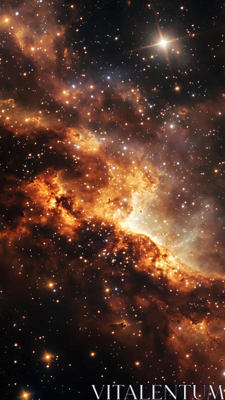 Starlit nebula river carves molten paths through deep space