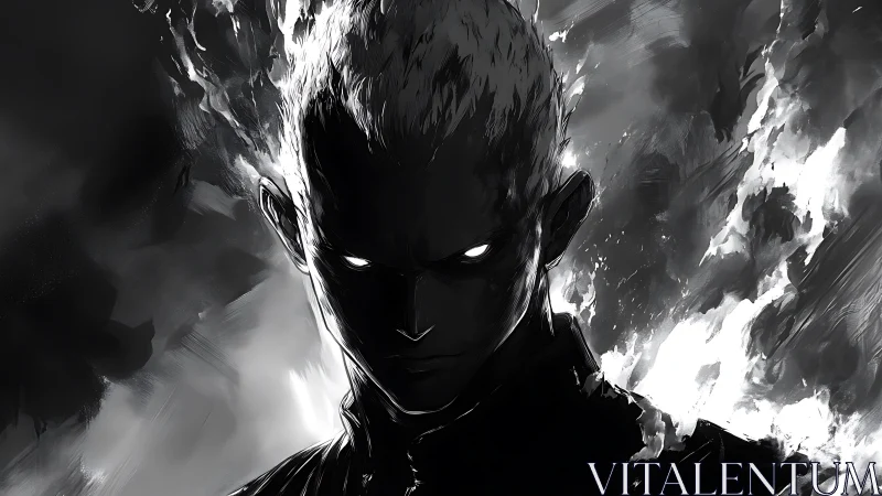 Midnight inferno studies its prey with ghostlit, burning eyes