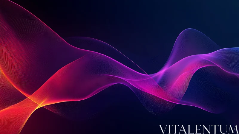 Colorful neon waveforms curve across a dark gradient field