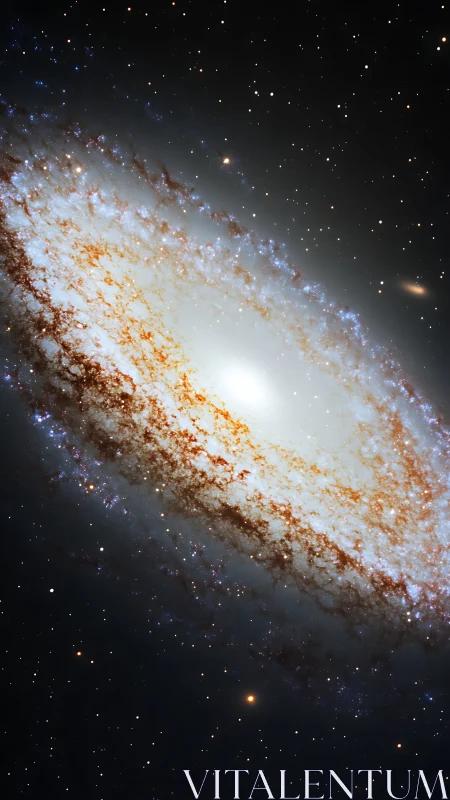 Edge-on spiral galaxy core with dense star field view.