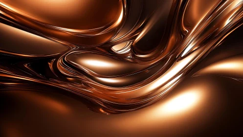 Abstract metallic bronze waves with glossy liquid texture.