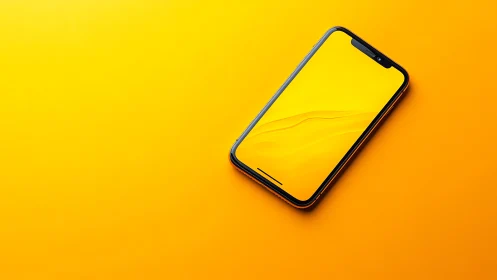 Smartphone lies on yellow surface with matching display