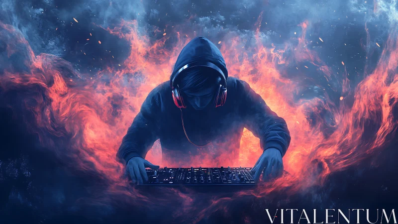 Hooded DJ bends wildfire into glowing electronic thunder