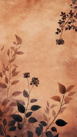 Muted floral silhouettes on warm textured background.