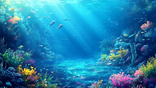 Sunlit Coral Ballroom Where Tiny Ocean Travelers Drift.