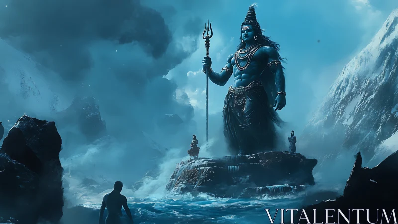 Mythic Himalayan deity in monumental digital painting focus.