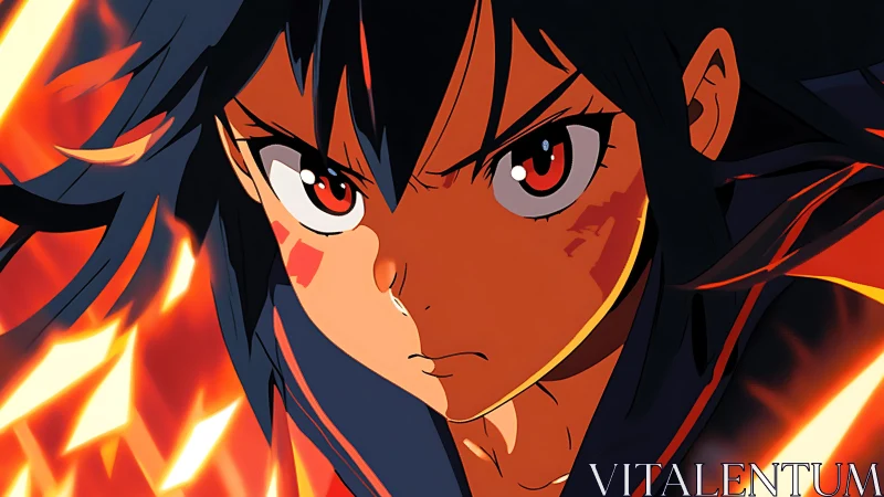 Fiery anime heroine locks eyes with battle ready focus