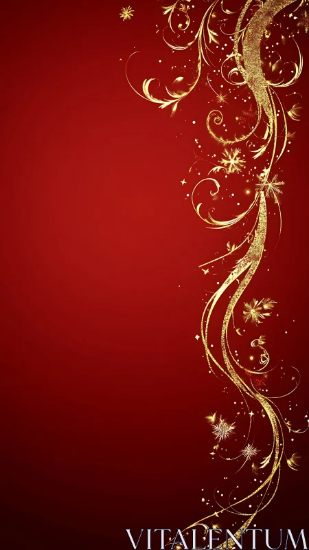 Red background with vertical golden festive swirl border.