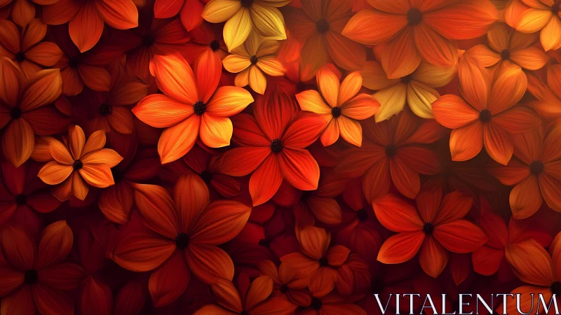 Molten Petals Dance: Abstract Floral Inferno Blooming.