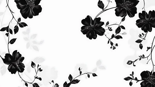 Midnight Bloom Dance: Silhouetted Florals Against Luminous Silence.