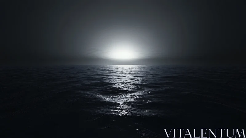 Nocturnal ocean horizon under high-contrast axial backlighting.