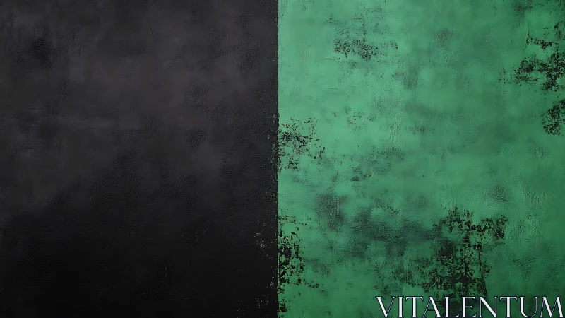 Moody split backdrop contrasts deep black with distressed green