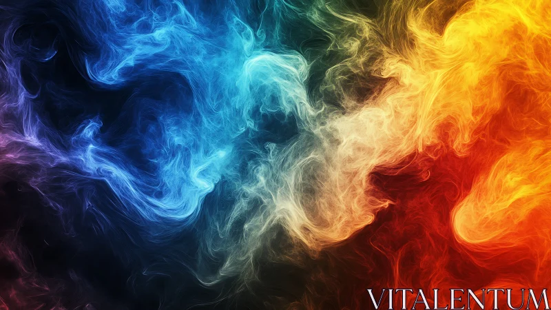 Chromatic energy currents in swirling multicolor vapor field.