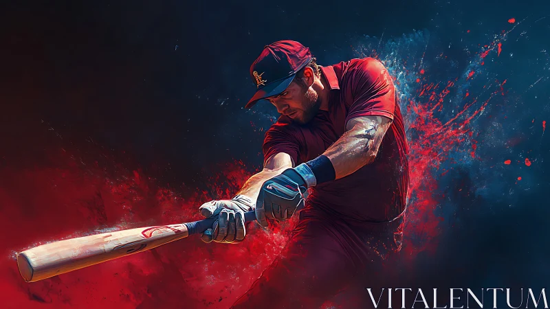 Digital depiction of baseball batter in mid swing motion.