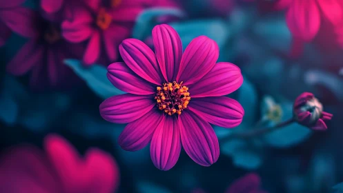 Luminous Magenta Cosmos: Nature's Neon Bloom.