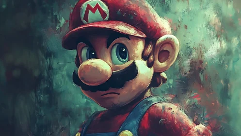 Heroic plumber portrait glowing with bold, playful color.