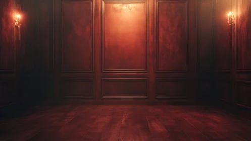 Velvet shadows linger in a candlelit crimson chamber