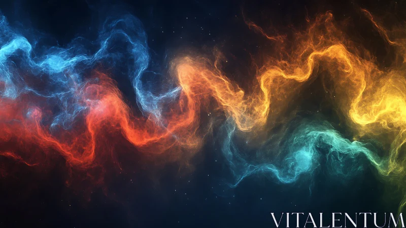 Multicolor plasma nebula filaments in deep interstellar void